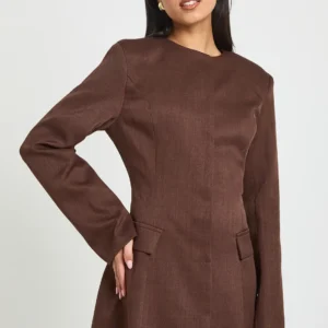 Barrell Sleeve Concealed Button Blazer Dress