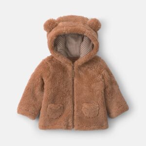 Baby Bear Teddy Fleece Zip-Up Hoodie - Brown