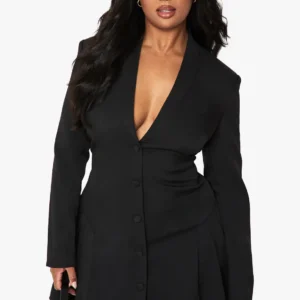 Plus Tailored Pleated Skater Blazer Dress