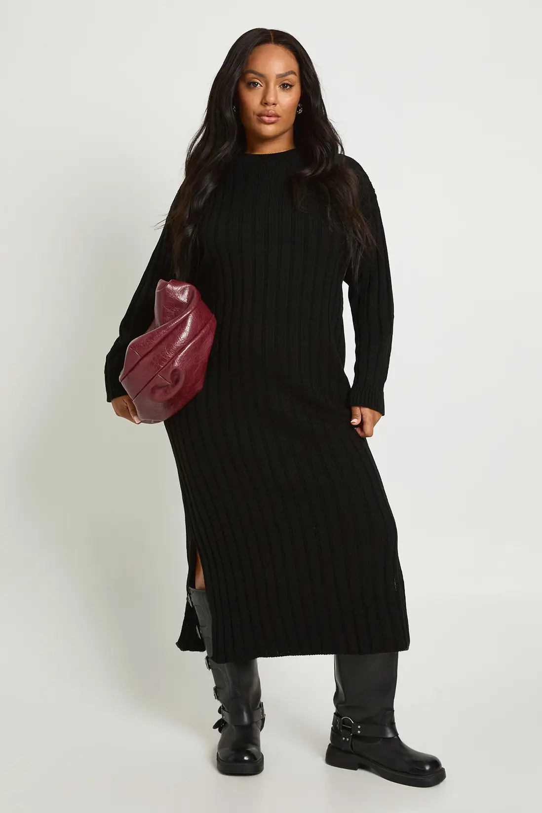 Plus Chunky Rib Soft Knitted Midaxi Dress - Image 2