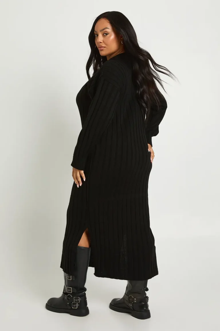 Plus Chunky Rib Soft Knitted Midaxi Dress - Image 3