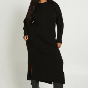 Plus Chunky Rib Soft Knitted Midaxi Dress