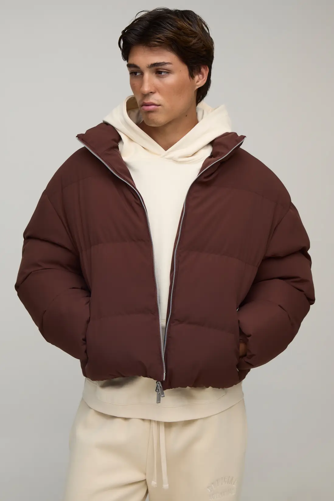 MAN Boxy Fit Essential Midweight Padded Funnel Neck Puffer Jacket