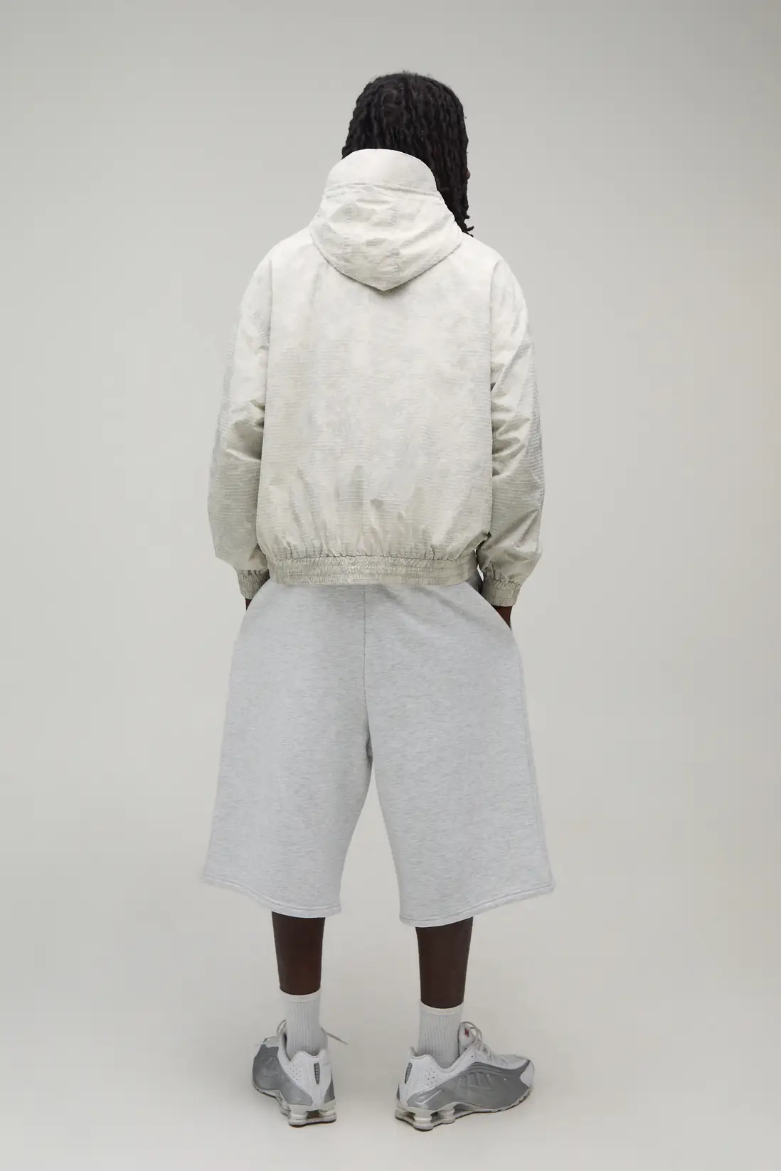 Boxy Fit Textured Check Cagoule Jacket - Image 3