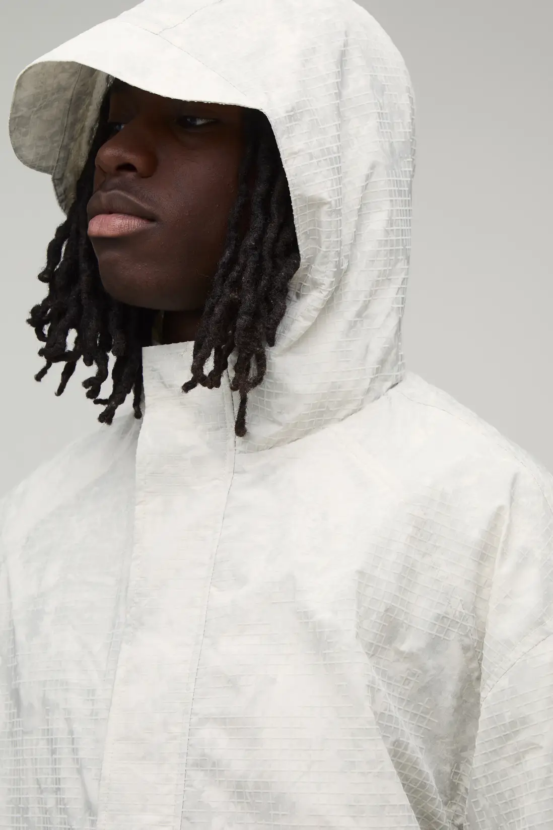 Boxy Fit Textured Check Cagoule Jacket - Image 2