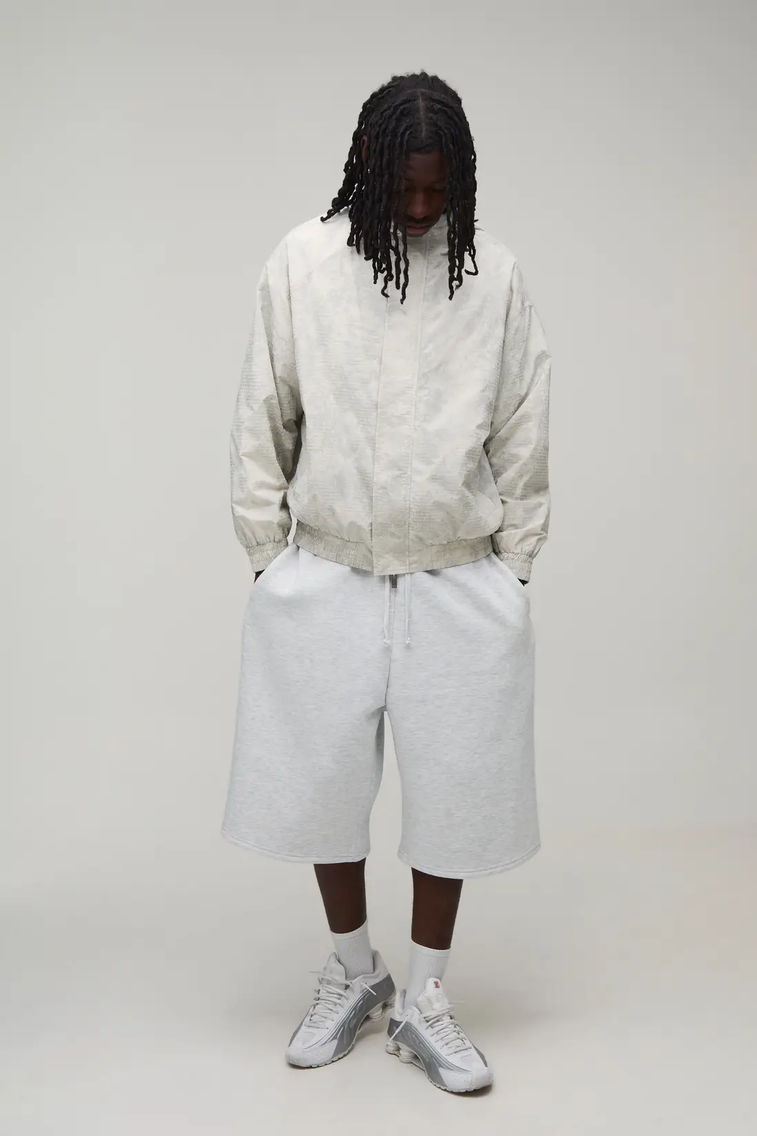 Boxy Fit Textured Check Cagoule Jacket - Image 4