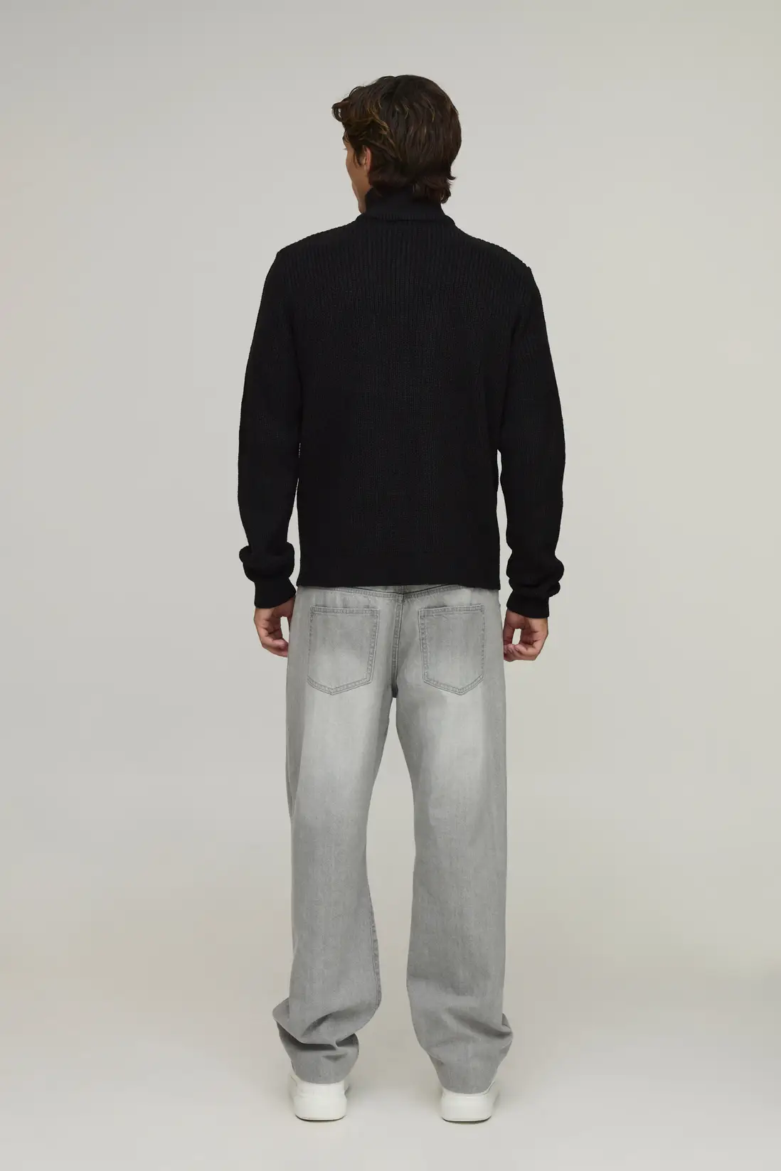 Regular Fit 1/4 Zip Ribbed Knitted Jumper - Image 2